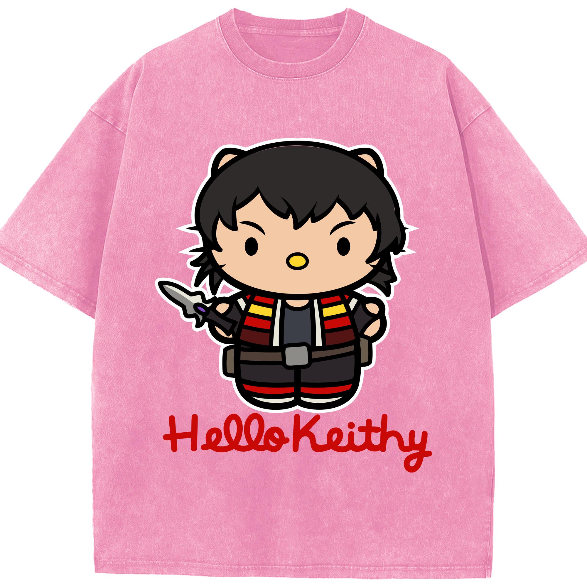 （画像用） Hello Kitty ハローキティ 綿100% ヴィンテージ風 半袖Tシャツ（フロントプリント）